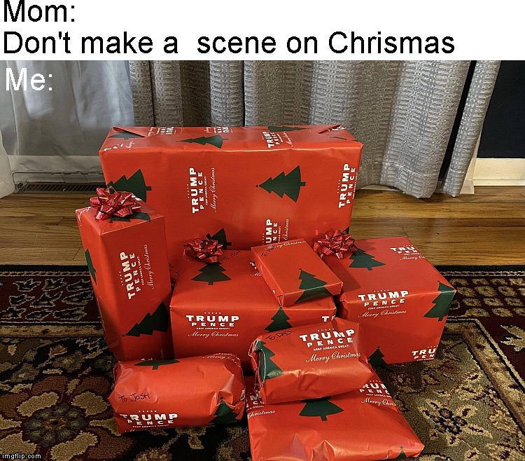Merry Christmas | Mom:
Don't make a  scene on Chrismas; Me: | image tagged in memes,merry christmas | made w/ Imgflip meme maker