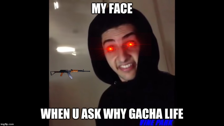 MY FACE; WHEN U ASK WHY GACHA LIFE | image tagged in yeet,hi,igg-bye | made w/ Imgflip meme maker