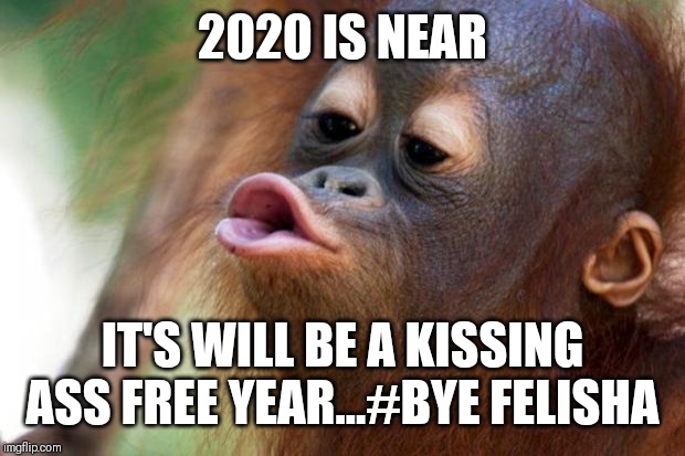 Jroca113 | 2020 IS NEAR; IT'S WILL BE A KISSING ASS FREE YEAR...#BYE FELISHA | image tagged in orangutang kiss | made w/ Imgflip meme maker