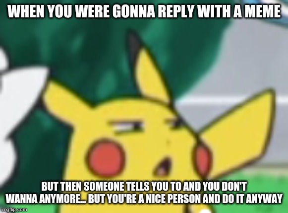 Tryna Be Nice Be Like: | WHEN YOU WERE GONNA REPLY WITH A MEME; BUT THEN SOMEONE TELLS YOU TO AND YOU DON'T WANNA ANYMORE... BUT YOU'RE A NICE PERSON AND DO IT ANYWAY | image tagged in oof | made w/ Imgflip meme maker