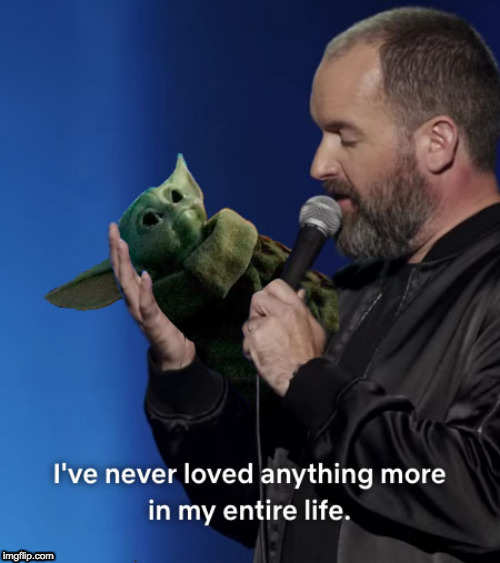 My Thoughts on Baby Yoda | image tagged in star wars,baby yoda,tom segura,lol | made w/ Imgflip meme maker