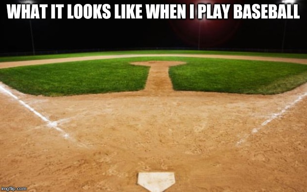baseball | WHAT IT LOOKS LIKE WHEN I PLAY BASEBALL | image tagged in baseball | made w/ Imgflip meme maker