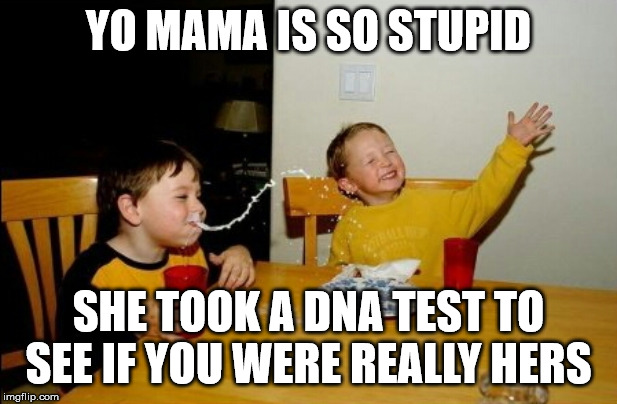 Yo mama is so stupid | YO MAMA IS SO STUPID; SHE TOOK A DNA TEST TO SEE IF YOU WERE REALLY HERS | image tagged in memes,yo mamas so fat,yo mama joke,stupidity | made w/ Imgflip meme maker