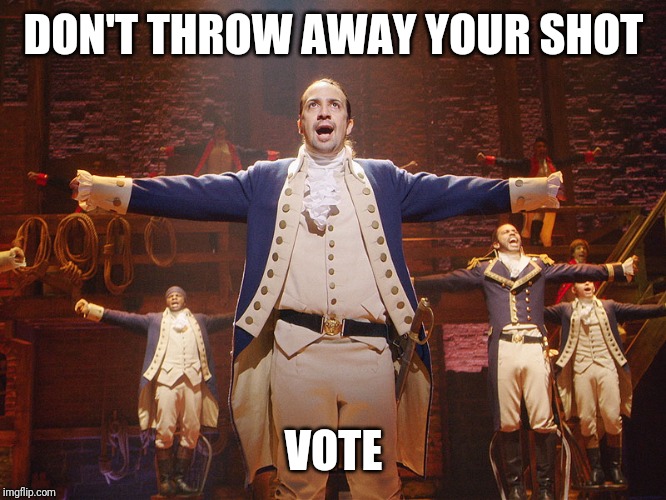 Hamilton | DON'T THROW AWAY YOUR SHOT; VOTE | image tagged in hamilton | made w/ Imgflip meme maker