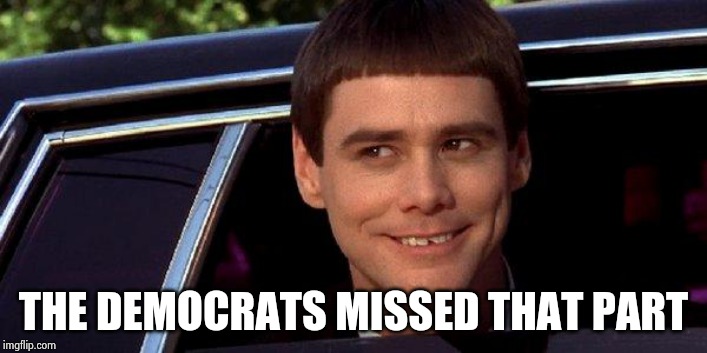 dumb and dumber | THE DEMOCRATS MISSED THAT PART | image tagged in dumb and dumber | made w/ Imgflip meme maker