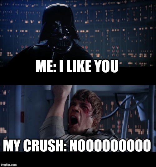 Star Wars No | ME: I LIKE YOU; MY CRUSH: NOOOOOOOOO | image tagged in memes,star wars no | made w/ Imgflip meme maker