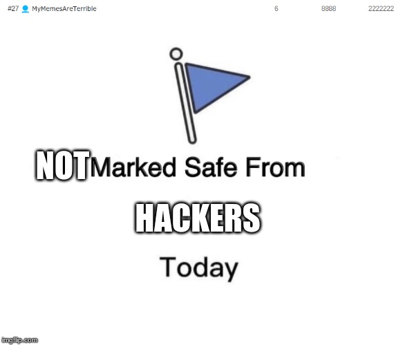you might have to zoom in to see | NOT; HACKERS | image tagged in memes,marked safe from,hackers,mymemesareterrible | made w/ Imgflip meme maker