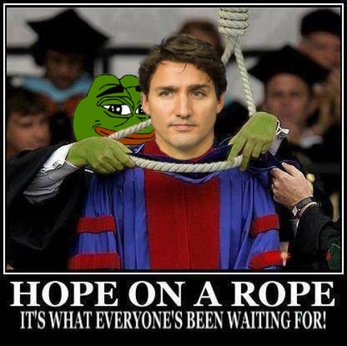 Hope on a Rope: Uncuck Canucks | image tagged in justin trudeau,cucks,cuck,uncuck canada,gallows,treason | made w/ Imgflip meme maker