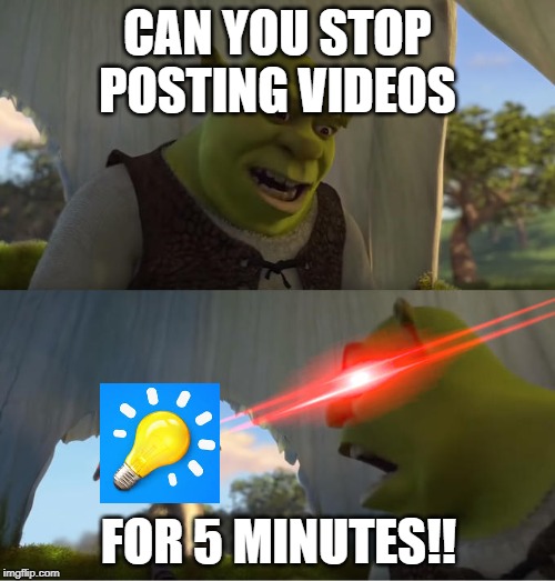 Shrek For Five Minutes | CAN YOU STOP POSTING VIDEOS; FOR 5 MINUTES!! | image tagged in shrek for five minutes | made w/ Imgflip meme maker