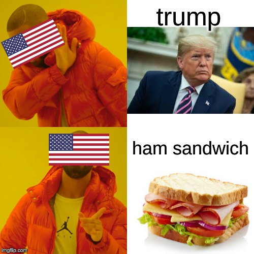 Drake Hotline Bling Meme | trump; ham sandwich | image tagged in memes,drake hotline bling | made w/ Imgflip meme maker