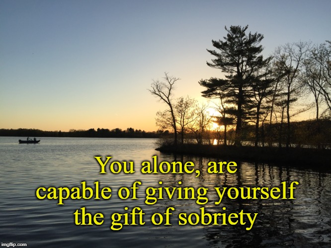 You alone, are capable of giving yourself the gift of sobriety | You alone, are capable of giving yourself the gift of sobriety | image tagged in memes,sobriety,aa,12 steps,sober life,you are worth it | made w/ Imgflip meme maker