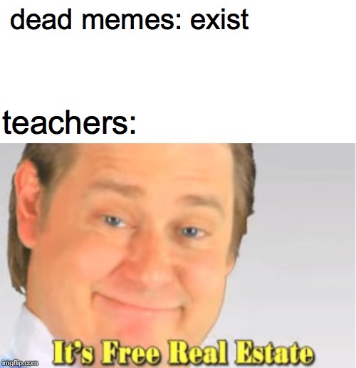 It's Free Real Estate | dead memes: exist; teachers: | image tagged in it's free real estate | made w/ Imgflip meme maker