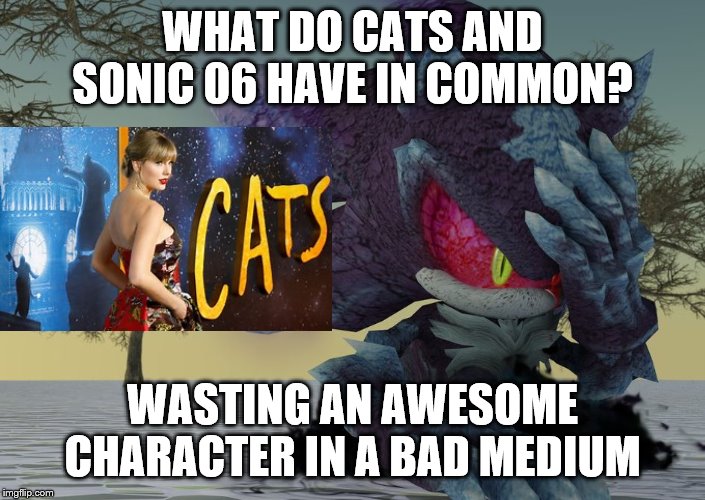Facepalming Mephiles | WHAT DO CATS AND SONIC 06 HAVE IN COMMON? WASTING AN AWESOME CHARACTER IN A BAD MEDIUM | image tagged in facepalming mephiles | made w/ Imgflip meme maker