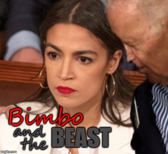 Bimbo and the BEAST | Bimbo; and; BEAST; the | image tagged in joe biden sniffing aoc,memes,beauty and the beast,disney,bad joke,stupid | made w/ Imgflip meme maker