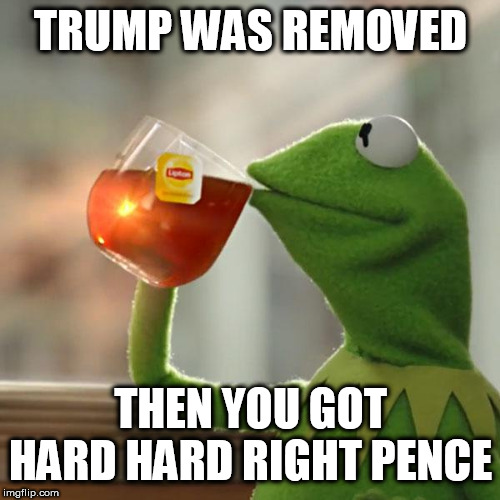 But That's None Of My Business | TRUMP WAS REMOVED; THEN YOU GOT HARD HARD RIGHT PENCE | image tagged in memes,but thats none of my business,kermit the frog | made w/ Imgflip meme maker