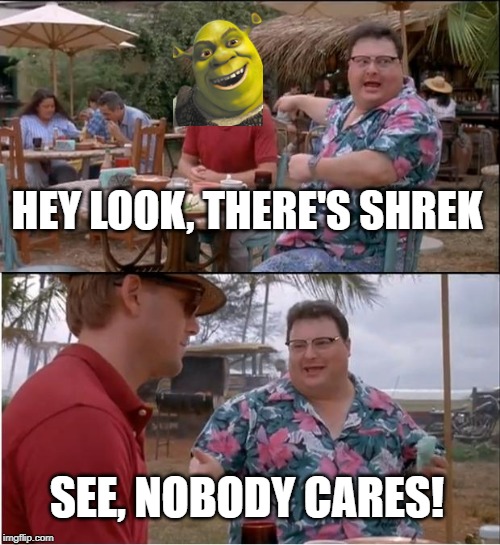 See Nobody Cares | HEY LOOK, THERE'S SHREK; SEE, NOBODY CARES! | image tagged in memes,see nobody cares | made w/ Imgflip meme maker