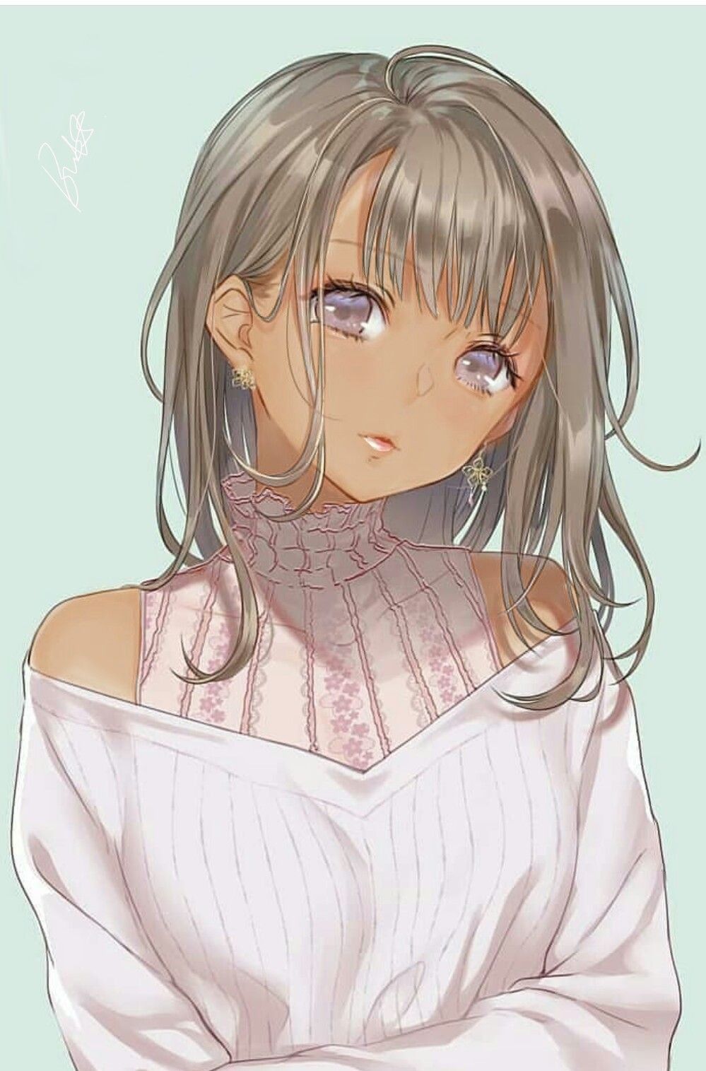 High Quality Anime Girl in a Sweater Blank Meme Template