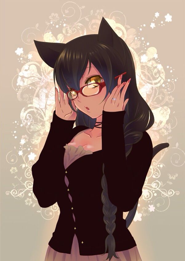 Anime Cat Girl Glasses Blank Meme Template