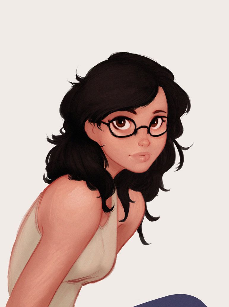 Anime Girl with Black Hair and Glasses Blank Meme Template