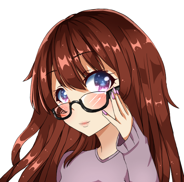 High Quality Anime Girl with Glasses Purple Eyes Blank Meme Template
