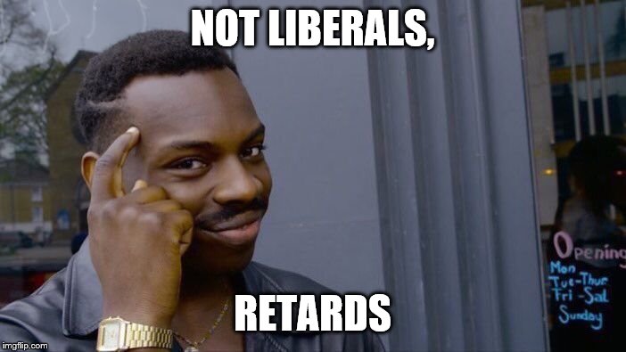 Roll Safe Think About It Meme | NOT LIBERALS, RETARDS | image tagged in memes,roll safe think about it | made w/ Imgflip meme maker