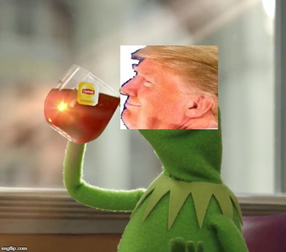 Trump Sipping Tea | image tagged in donald trump,trump,kermit the frog,kermit sipping tea | made w/ Imgflip meme maker