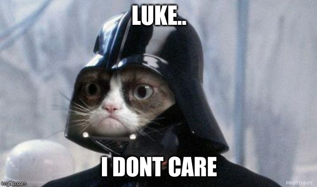 Grumpy Cat Star Wars | LUKE.. I DONT CARE | image tagged in memes,grumpy cat star wars,grumpy cat | made w/ Imgflip meme maker