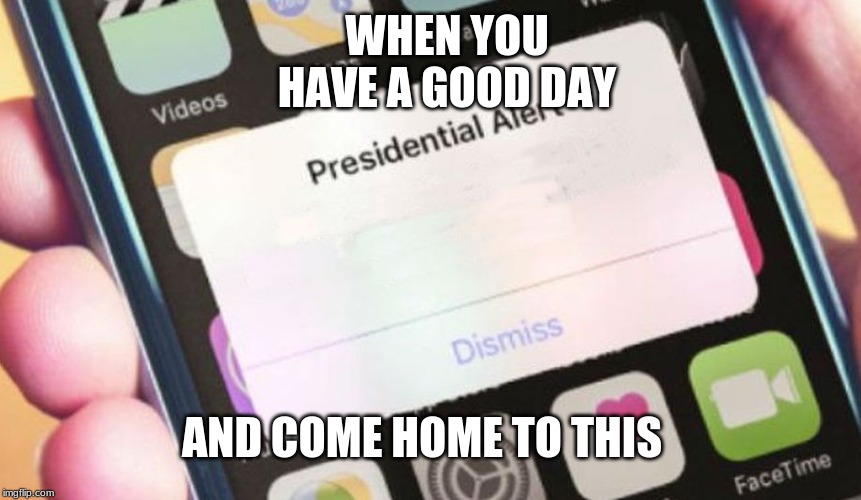 Presidential Alert Meme | WHEN YOU HAVE A GOOD DAY; AND COME HOME TO THIS | image tagged in memes,presidential alert | made w/ Imgflip meme maker