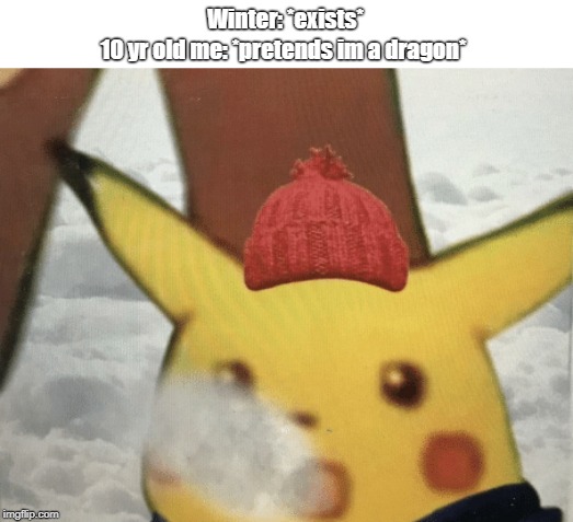 Winter: *exists*; 10 yr old me: *pretends im a dragon* | image tagged in memes | made w/ Imgflip meme maker