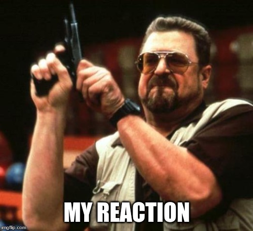 gun | MY REACTION | image tagged in gun | made w/ Imgflip meme maker