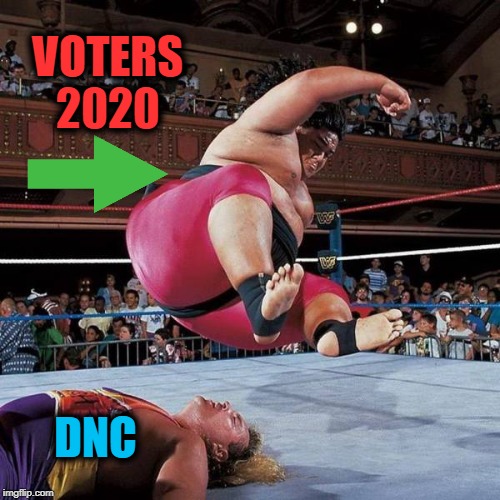 2020 | VOTERS 2020; DNC | image tagged in politics,smackdown,butt,face | made w/ Imgflip meme maker