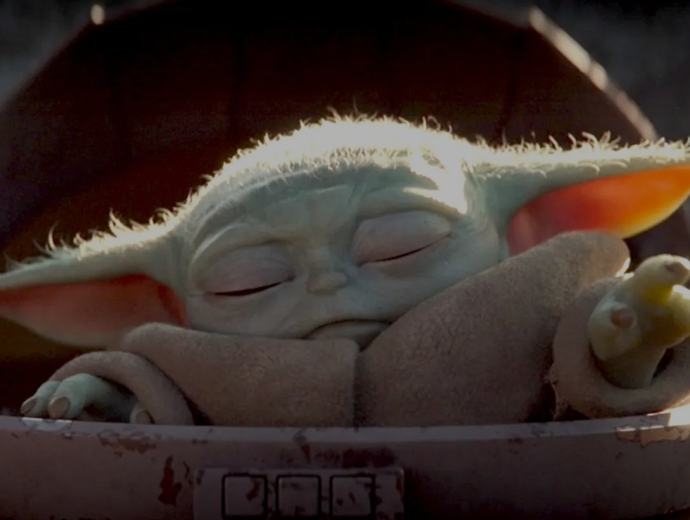 Baby yoda eyes closed Blank Meme Template