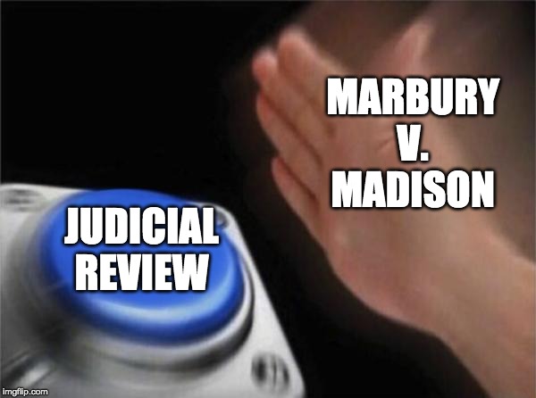 Blank Nut Button Meme | MARBURY V. MADISON; JUDICIAL REVIEW | image tagged in memes,blank nut button | made w/ Imgflip meme maker