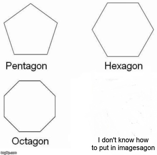 New imgflip users be like | I don't know how to put in imagesagon | image tagged in memes,pentagon hexagon octagon | made w/ Imgflip meme maker