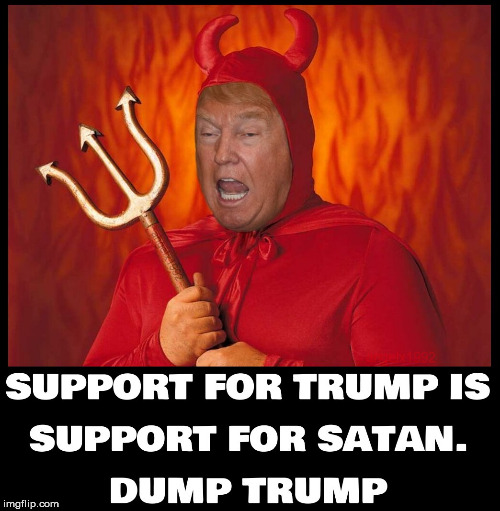 image tagged in devil,satan,trump,idiot,evil,dump trump | made w/ Imgflip meme maker