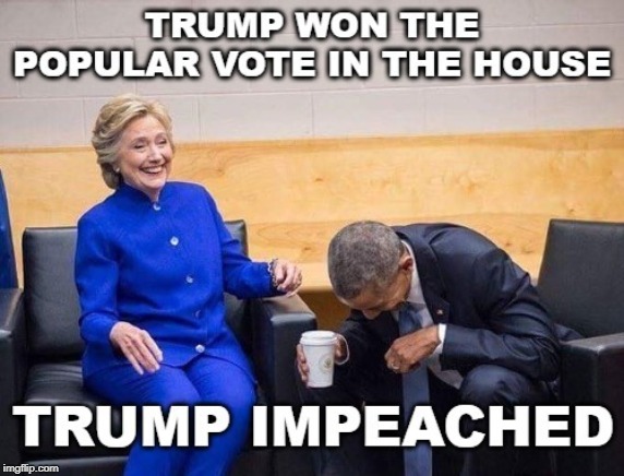 Trump won the popular vote in the House | image tagged in trump,impeached,trump impeached,us house,hillary clinton,obama | made w/ Imgflip meme maker