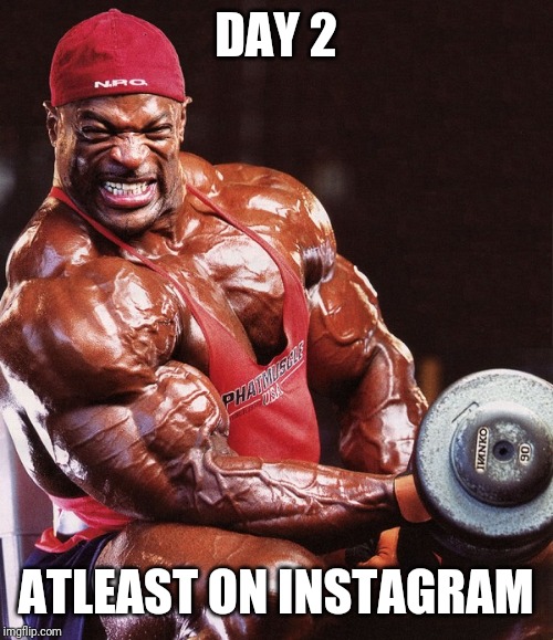 ronnie coleman | DAY 2 ATLEAST ON INSTAGRAM | image tagged in ronnie coleman | made w/ Imgflip meme maker