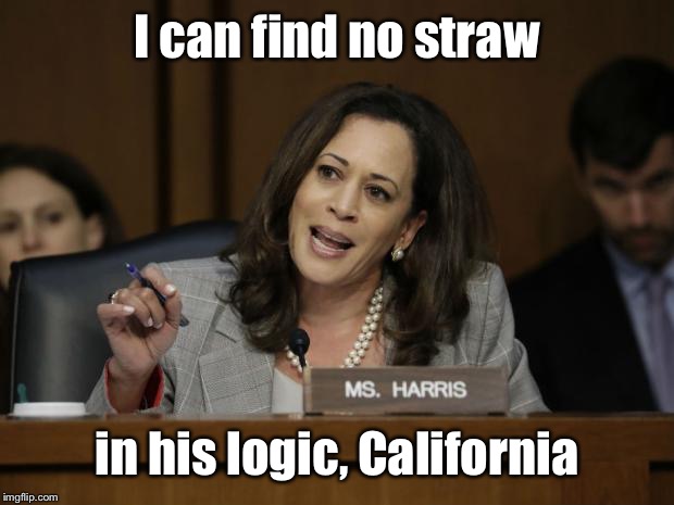 Kamala Harris | I can find no straw in his logic, California | image tagged in kamala harris | made w/ Imgflip meme maker