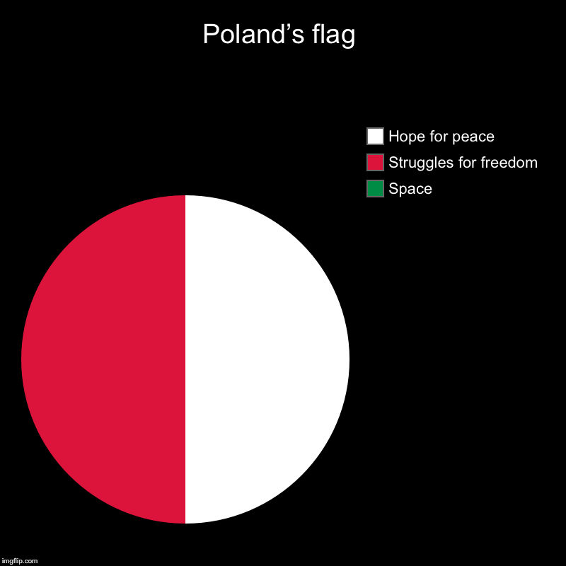 Poland’s flag | Space, Struggles for freedom, Hope for peace | image tagged in charts,pie charts | made w/ Imgflip chart maker