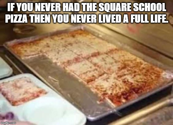 Old school was the best school. | IF YOU NEVER HAD THE SQUARE SCHOOL PIZZA THEN YOU NEVER LIVED A FULL LIFE. | image tagged in pizza | made w/ Imgflip meme maker