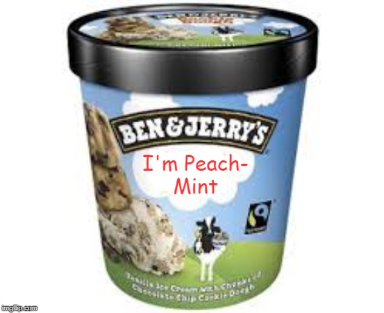 Ice Cream Flavor | I'm Peach-
Mint | image tagged in ice cream flavor | made w/ Imgflip meme maker