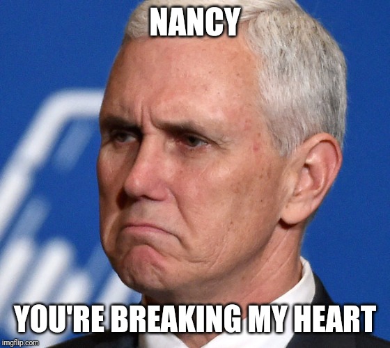 Mike Pence | NANCY YOU'RE BREAKING MY HEART | image tagged in mike pence | made w/ Imgflip meme maker