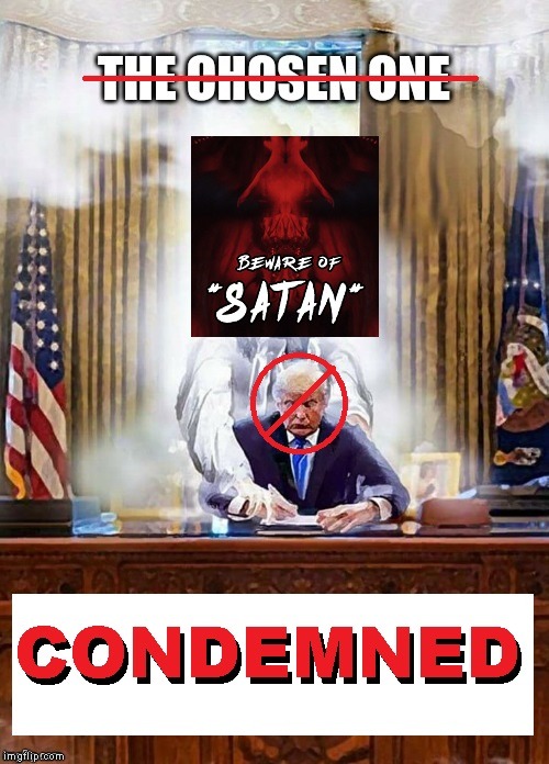 Trump Goes to Hell | image tagged in satan,satan speaks,blasphemy,condemned,trump impeachment,murderer | made w/ Imgflip meme maker