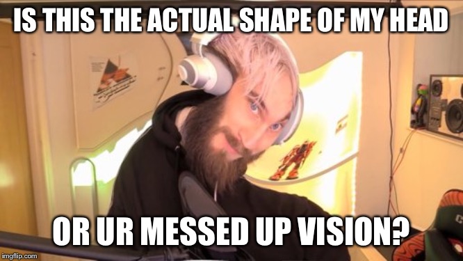 Pewdiepie HMM |  IS THIS THE ACTUAL SHAPE OF MY HEAD; OR UR MESSED UP VISION? | image tagged in pewdiepie hmm | made w/ Imgflip meme maker