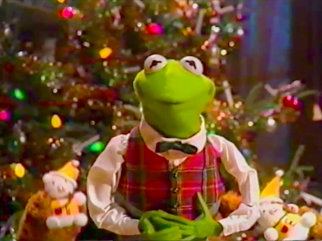 High Quality Christmas Kermit the Frog Blank Meme Template
