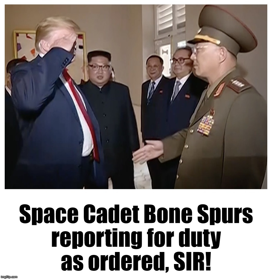 Space Cadet Bone Spurs | Space Cadet Bone Spurs
reporting for duty
as ordered, SIR! | image tagged in trump,draft dodger,space cadet,bone spurs,trump salute | made w/ Imgflip meme maker