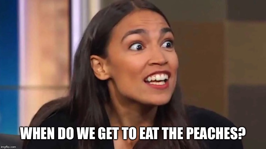 AOC’s mind, and the confines therein. | WHEN DO WE GET TO EAT THE PEACHES? | image tagged in crazy aoc,alexandria ocasio-cortez,aoc,impeach trump,impeachment,trump | made w/ Imgflip meme maker