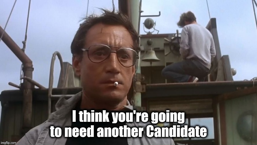 Going to need a bigger boat | I think you're going to need another Candidate | image tagged in going to need a bigger boat | made w/ Imgflip meme maker