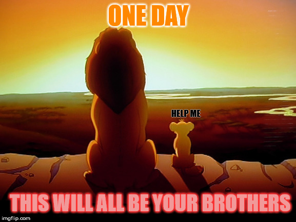 Lion King | ONE DAY; HELP ME; THIS WILL ALL BE YOUR BROTHERS | image tagged in memes,lion king | made w/ Imgflip meme maker