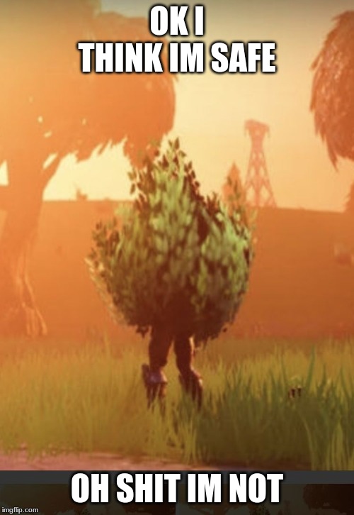 Fortnite bush | OK I THINK IM SAFE; OH SHIT IM NOT | image tagged in fortnite bush | made w/ Imgflip meme maker